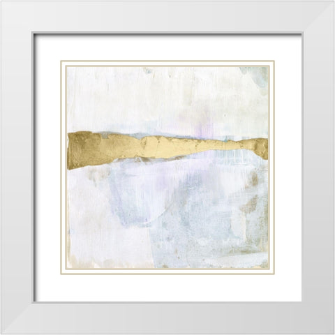 Gold Ribbon Horizon I White Modern Wood Framed Art Print with Double Matting by Goldberger, Jennifer