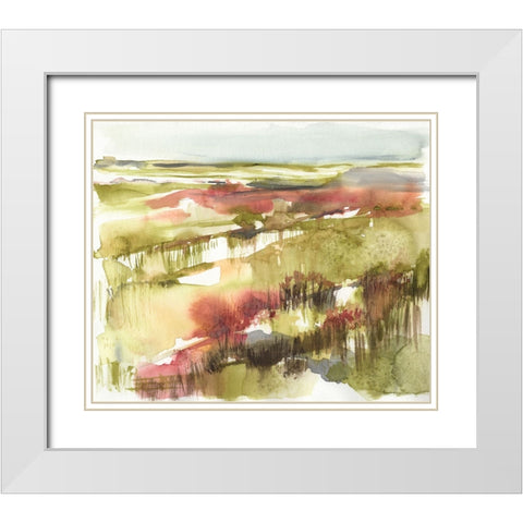 Burgundy Flower Horizon I White Modern Wood Framed Art Print with Double Matting by Goldberger, Jennifer