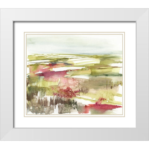 Burgundy Flower Horizon II White Modern Wood Framed Art Print with Double Matting by Goldberger, Jennifer