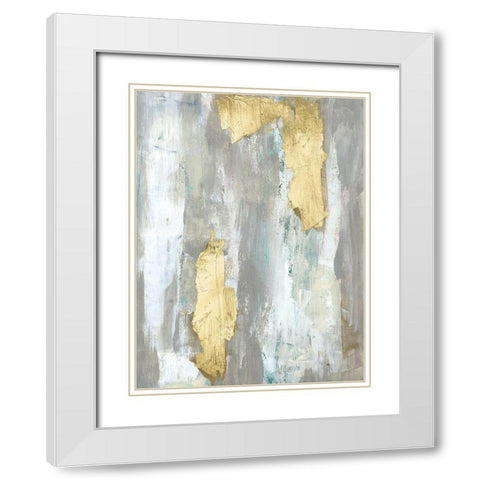 Textured Neutrals and Gold I White Modern Wood Framed Art Print with Double Matting by Goldberger, Jennifer