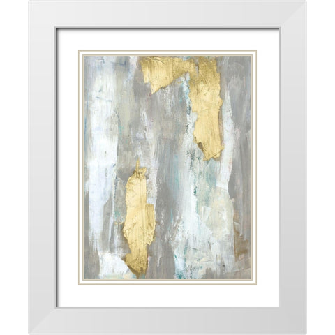 Textured Neutrals and Gold I White Modern Wood Framed Art Print with Double Matting by Goldberger, Jennifer