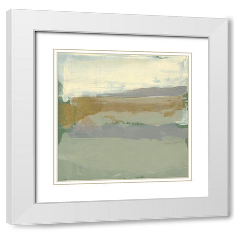 Sage and Gold Swipe I White Modern Wood Framed Art Print with Double Matting by Goldberger, Jennifer