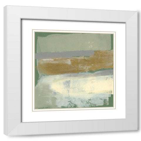 Sage and Gold Swipe IV White Modern Wood Framed Art Print with Double Matting by Goldberger, Jennifer