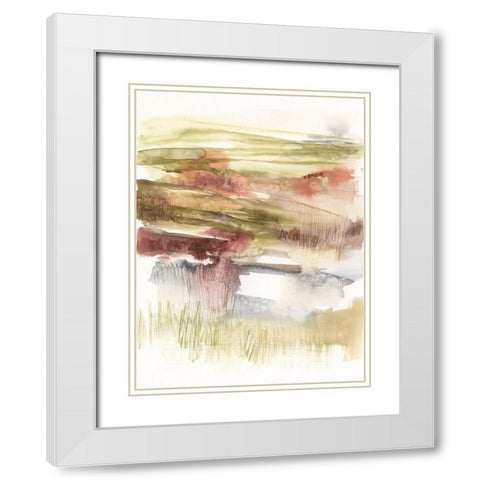 Abstract Flower Horizon I White Modern Wood Framed Art Print with Double Matting by Goldberger, Jennifer