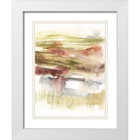 Abstract Flower Horizon I White Modern Wood Framed Art Print with Double Matting by Goldberger, Jennifer