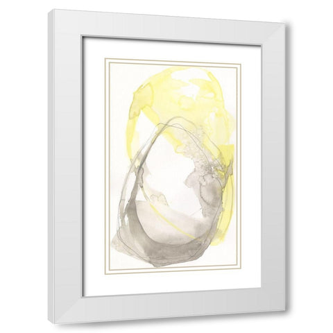 Lemon and Grey Tandem I White Modern Wood Framed Art Print with Double Matting by Goldberger, Jennifer