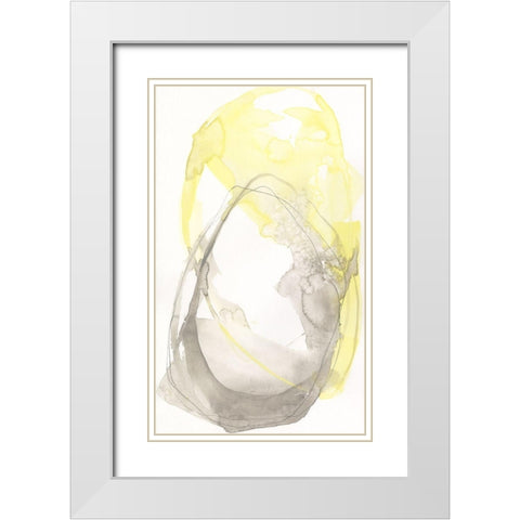 Lemon and Grey Tandem I White Modern Wood Framed Art Print with Double Matting by Goldberger, Jennifer