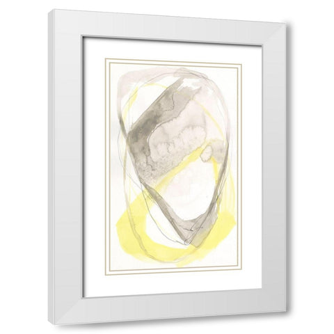 Lemon and Grey Tandem II White Modern Wood Framed Art Print with Double Matting by Goldberger, Jennifer