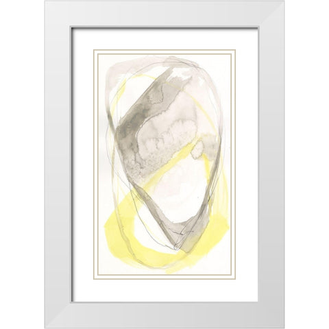 Lemon and Grey Tandem II White Modern Wood Framed Art Print with Double Matting by Goldberger, Jennifer