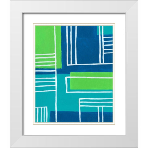 On the Line I White Modern Wood Framed Art Print with Double Matting by Moore, Regina