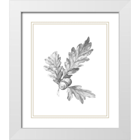 Oak Leaf Pencil Sketch I White Modern Wood Framed Art Print with Double Matting by Caroline, Emma