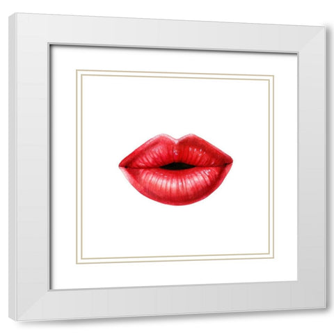 Emotion Lips I White Modern Wood Framed Art Print with Double Matting by Popp, Grace