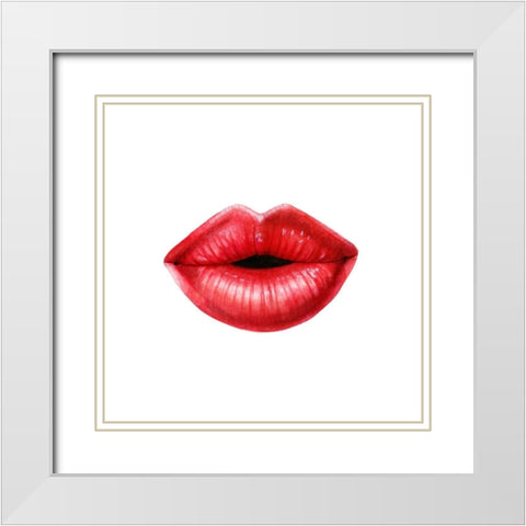 Emotion Lips I White Modern Wood Framed Art Print with Double Matting by Popp, Grace