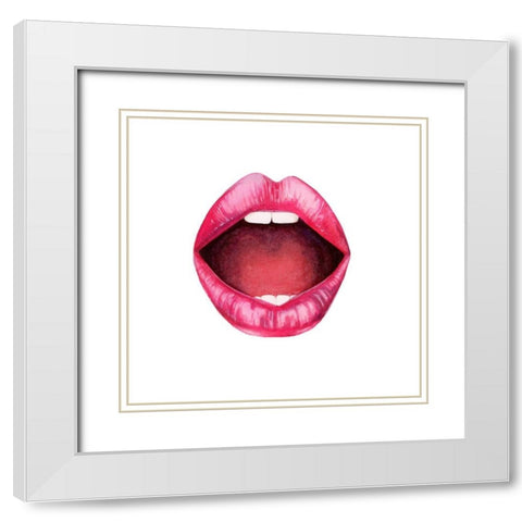 Emotion Lips II White Modern Wood Framed Art Print with Double Matting by Popp, Grace