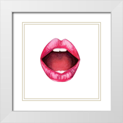 Emotion Lips II White Modern Wood Framed Art Print with Double Matting by Popp, Grace