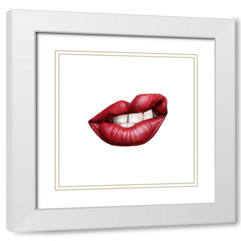 Emotion Lips III White Modern Wood Framed Art Print with Double Matting by Popp, Grace