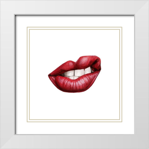 Emotion Lips III White Modern Wood Framed Art Print with Double Matting by Popp, Grace