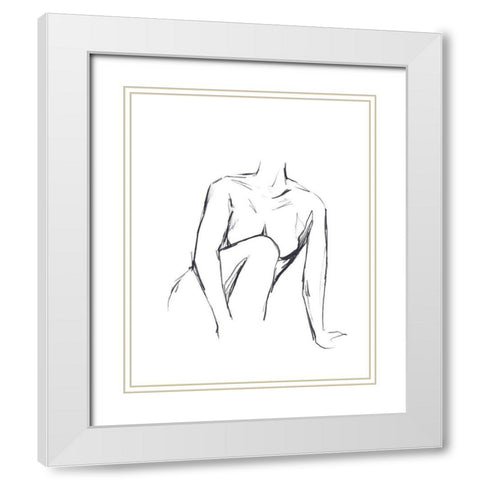 Sketched Figure II White Modern Wood Framed Art Print with Double Matting by Warren, Annie