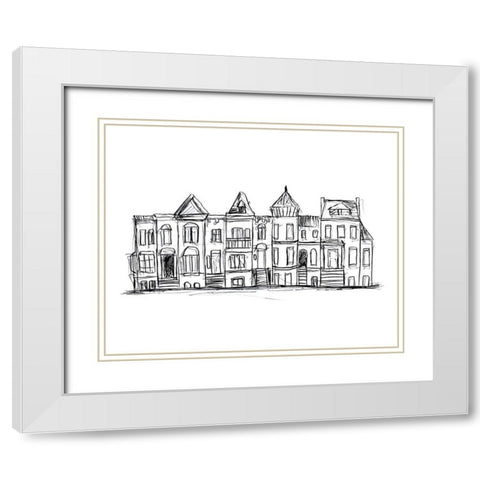 Rowhouses II White Modern Wood Framed Art Print with Double Matting by Vess, June Erica