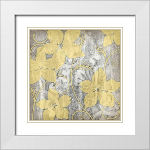 Yellow and Gray I White Modern Wood Framed Art Print with Double Matting by Goldberger, Jennifer