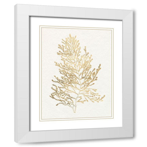 Gilded Algae IV White Modern Wood Framed Art Print with Double Matting by Goldberger, Jennifer