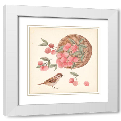 Basket with Fruit I White Modern Wood Framed Art Print with Double Matting by Wang, Melissa