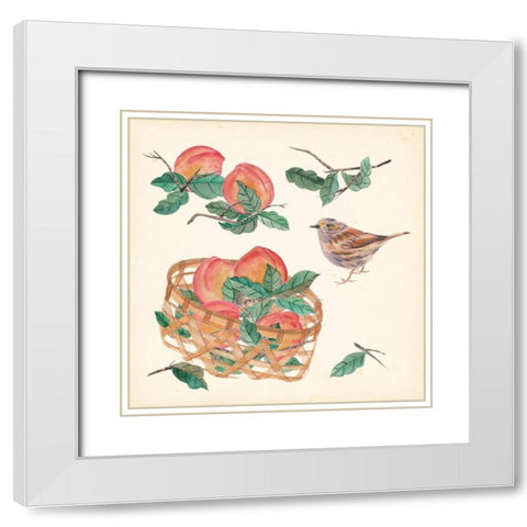 Basket with Fruit II White Modern Wood Framed Art Print with Double Matting by Wang, Melissa