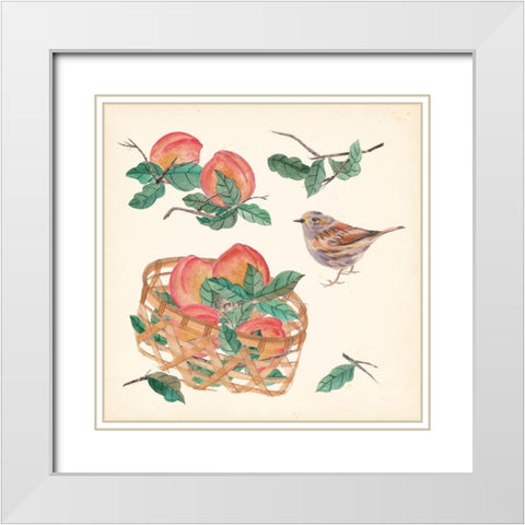 Basket with Fruit II White Modern Wood Framed Art Print with Double Matting by Wang, Melissa