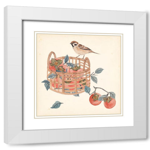Basket with Fruit IV White Modern Wood Framed Art Print with Double Matting by Wang, Melissa