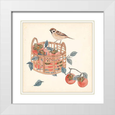 Basket with Fruit IV White Modern Wood Framed Art Print with Double Matting by Wang, Melissa