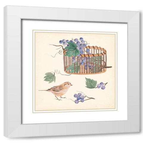 Basket with Fruit V White Modern Wood Framed Art Print with Double Matting by Wang, Melissa