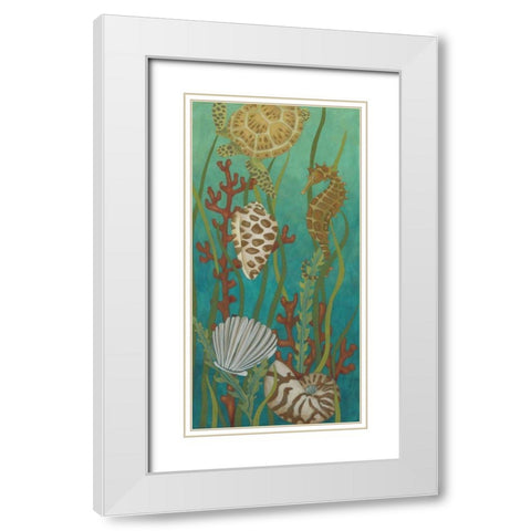 Aquatic Life I White Modern Wood Framed Art Print with Double Matting by Zarris, Chariklia