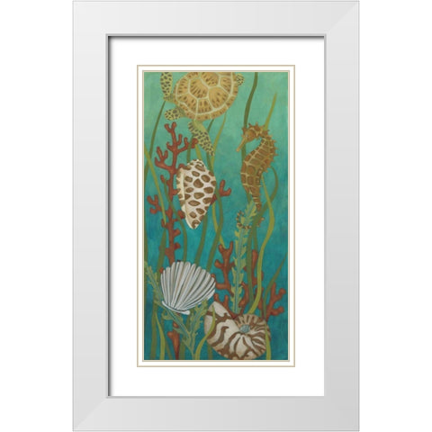 Aquatic Life I White Modern Wood Framed Art Print with Double Matting by Zarris, Chariklia