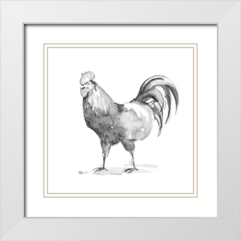 Barn Fowl I White Modern Wood Framed Art Print with Double Matting by Caroline, Emma