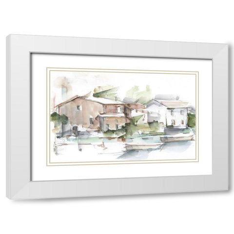 Serene Lakefront I White Modern Wood Framed Art Print with Double Matting by Harper, Ethan