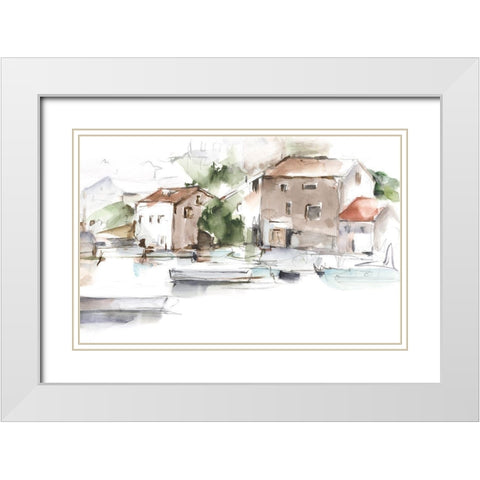 Serene Lakefront II White Modern Wood Framed Art Print with Double Matting by Harper, Ethan