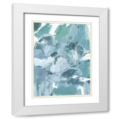 Soft Teal II White Modern Wood Framed Art Print with Double Matting by Long, Christina