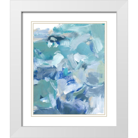 Blue Night I White Modern Wood Framed Art Print with Double Matting by Long, Christina