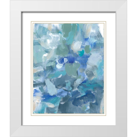 Blue Night II White Modern Wood Framed Art Print with Double Matting by Long, Christina