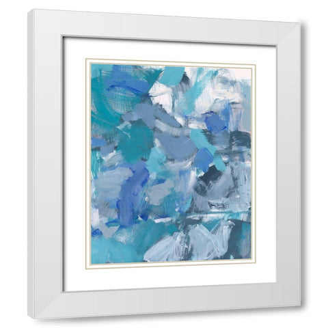 Deep Blue Hue I White Modern Wood Framed Art Print with Double Matting by Long, Christina