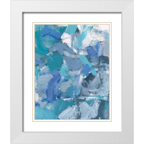 Deep Blue Hue I White Modern Wood Framed Art Print with Double Matting by Long, Christina