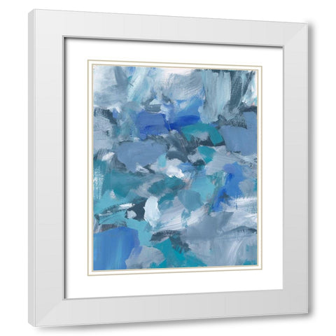 Deep Blue Hue II White Modern Wood Framed Art Print with Double Matting by Long, Christina