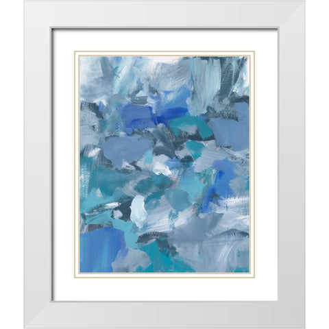 Deep Blue Hue II White Modern Wood Framed Art Print with Double Matting by Long, Christina