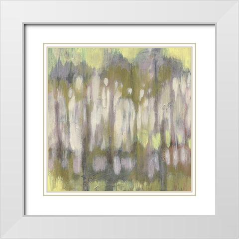 Stained Glass Trees I White Modern Wood Framed Art Print with Double Matting by Goldberger, Jennifer