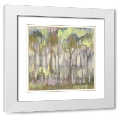 Stained Glass Trees II White Modern Wood Framed Art Print with Double Matting by Goldberger, Jennifer