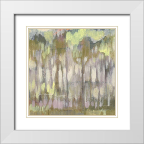 Stained Glass Trees II White Modern Wood Framed Art Print with Double Matting by Goldberger, Jennifer