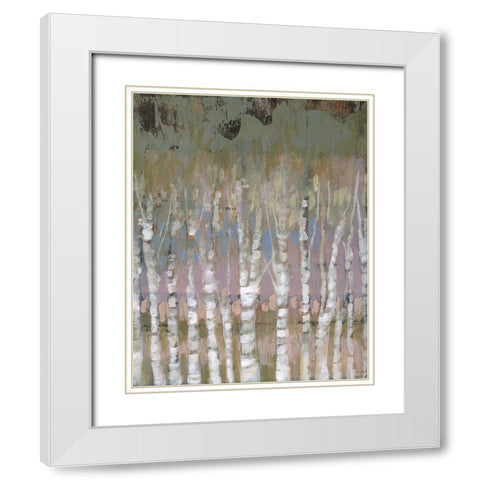 Pastel Birchline I White Modern Wood Framed Art Print with Double Matting by Goldberger, Jennifer