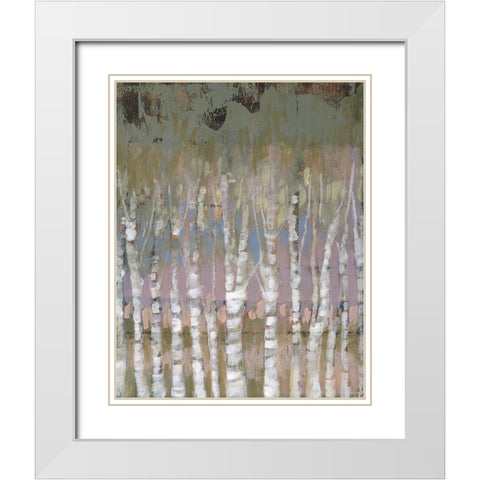 Pastel Birchline I White Modern Wood Framed Art Print with Double Matting by Goldberger, Jennifer