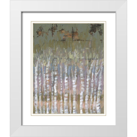 Pastel Birchline II White Modern Wood Framed Art Print with Double Matting by Goldberger, Jennifer