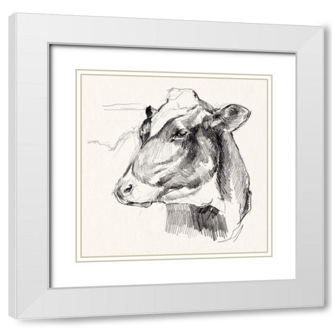 Holstein Portrait Sketch II White Modern Wood Framed Art Print with Double Matting by Parker, Jennifer Paxton